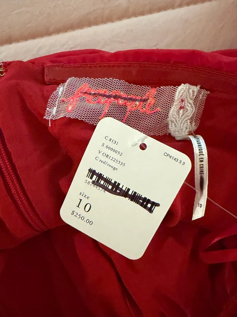 Free People Red Off-Shoulder Puff Sleeve Mini Dress